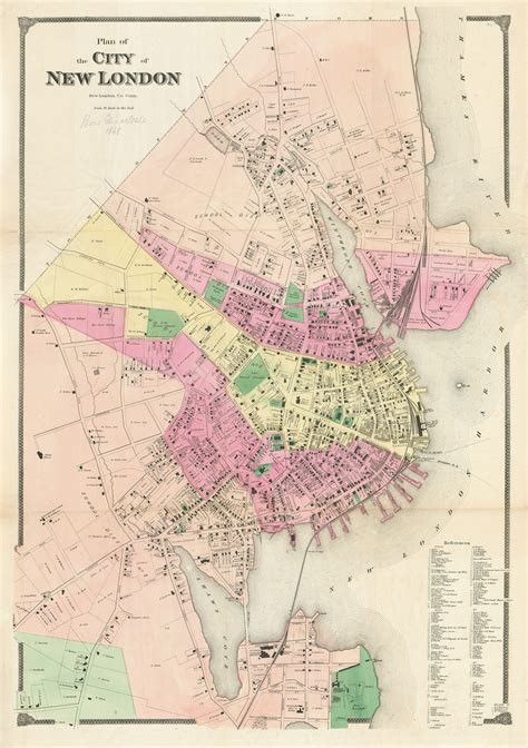 NEW LONDON, Connecticut - 1868 Map