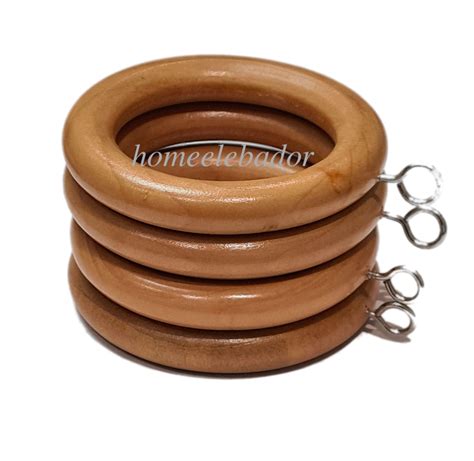 45mm Wooden Curtain Rings with Eyes Hooks For Hanging Heavy Curtains,Smooth 60mm | eBay