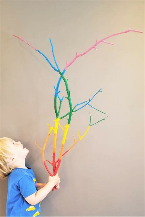 Make some rainbow sticks! A bright, fun and easy way to brighten your day! | Nature crafts kids ...
