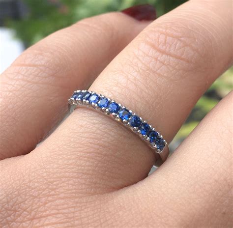 Blue Sapphire Eternity Band Blue Sapphire Ring Eternity Band | Etsy