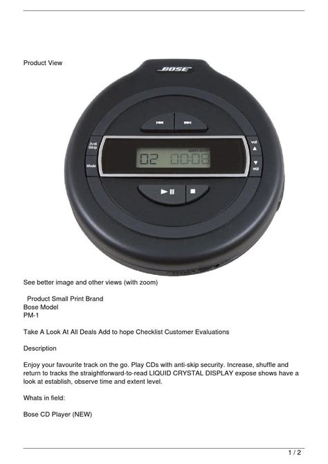 Bose PM-1 Portable CD Player by Tyrone - Issuu