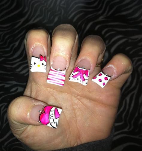 Hello kitty nails French Manicure Acrylic Nails, Stiletto Nail Art, Nail Manicure, Fan Nails ...