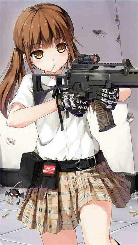 Anime art kawaii cute girl weapons gun Anime Neko, Kawaii Anime Girl, Manga Kawaii, Loli Kawaii ...