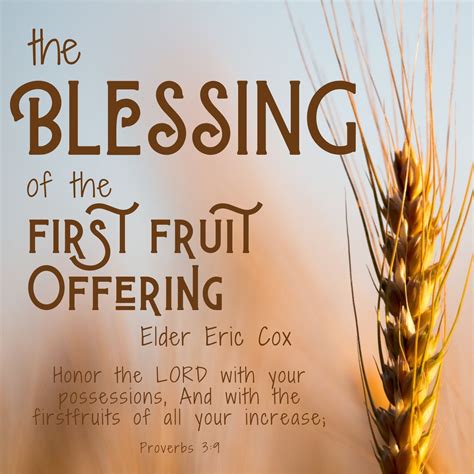 THE BLESSING OF THE FIRST FRUIT OFFERING WITH ELDER ERIC COX - House Of Hope Church