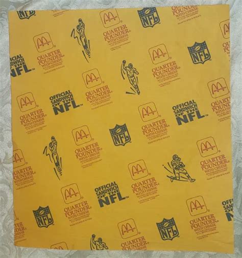 1980'S MCDONALD'S PAPER NFL Football Quarter Pounder cheese burger Wrapper gold $24.95 - PicClick