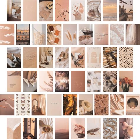 CY2SIDE 50PCS Beige Aesthetic Picture for Wall Collage, 4x6’’ Boho Cards, Cream Collage Print ...