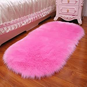 Amazon.com: Faux Oval Sheepskin Area Rug Modern Oval Shaggy Carpet Fashion Bedroom Mat for ...