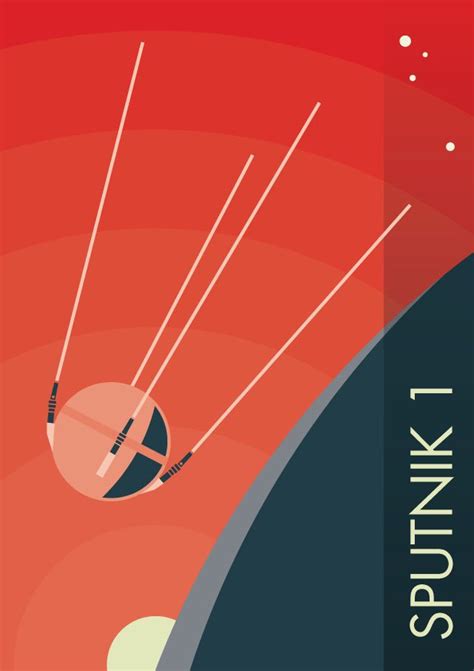 "Sputnik 1" Poster for Sale by spacewalkwithme | Space illustration, Space art, Space poster