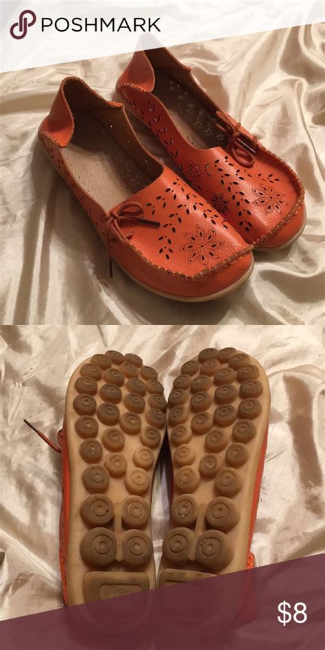 Orange Leather Shoes with Rubber Sole | Orange leather, Orange leather shoes, Leather shoes