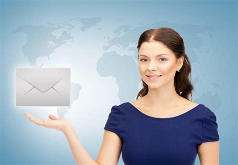Premium Photo | Woman with world map showing virtual envelope