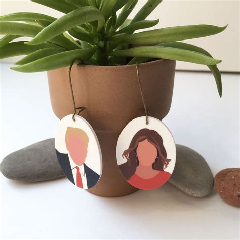 Donald & Melania Trump Earrings Minimalist Portraits | Etsy