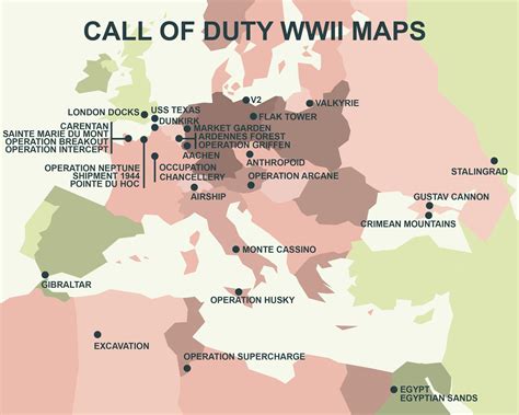 Full Map of all the Real-Life Call of Duty: WWII Multiplayer Map ...