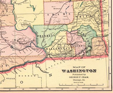 1901 Antique WASHINGTON State Map George Cram Washington Map - Etsy