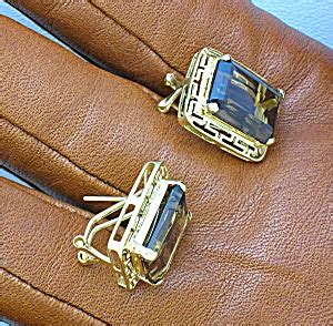 Earrings 14K Gold Smoky Topaz French Clip Post (Jewelry-Fine-1950-1970 ...