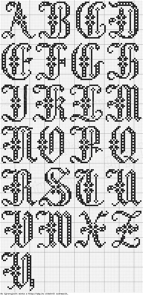 an old fashioned cross stitch pattern with the letters and numbers in black on a white background