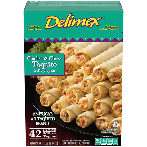 Delimex Chicken & Cheese Large Flour Taquitos Frozen Snacks, 42 ct Box - Walmart.com