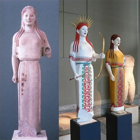 Ancient polychromy - still extraordinary! Two different colour reconstructions of the Peplos ...