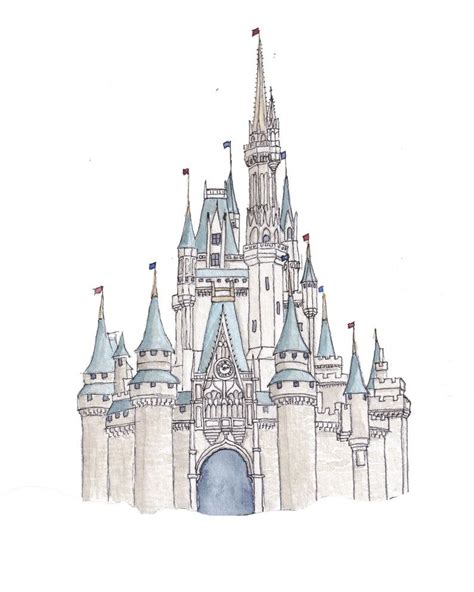 Disney Castle Watercolor Cinderella Castle Magic Kingdom | Etsy | Disney castle drawing, Disney ...