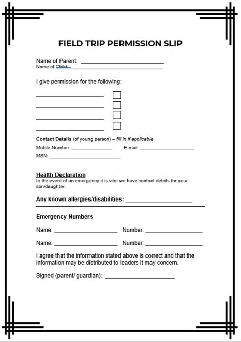 10+ Field Trip Permission Slip template free word | shop fresh