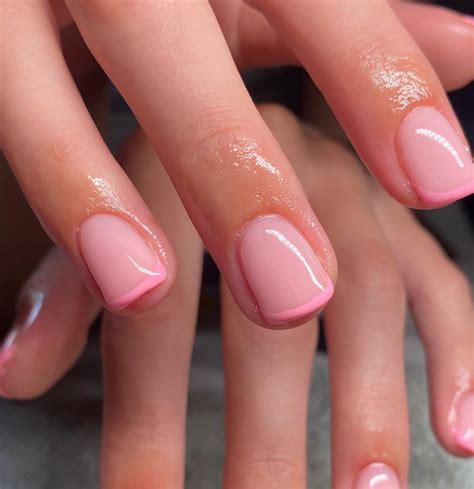 Hot Pink Tip Acrylic Nails