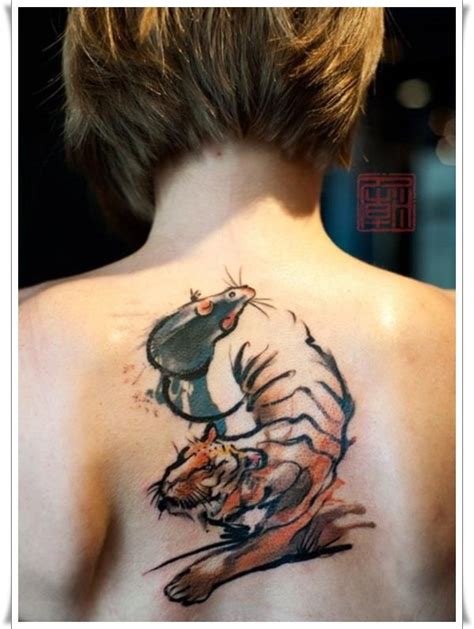 Watercolor Tiger Tattoo On Back - Yo Tattoo