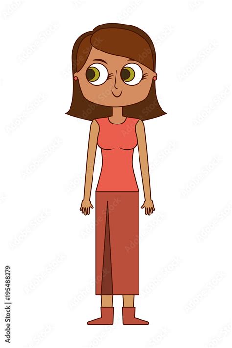 cartoon beauty mother standing character vector illustration Stock Vector | Adobe Stock