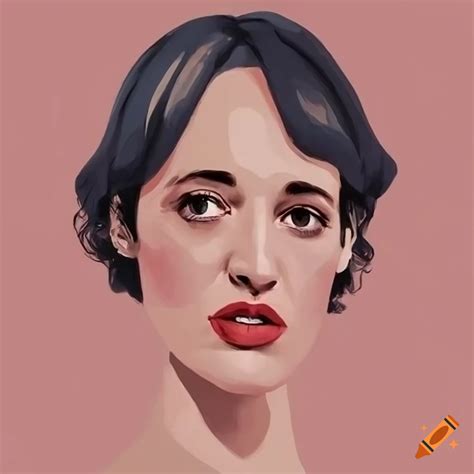 Phoebe waller-bridge in a modern simple illustration style using the ...