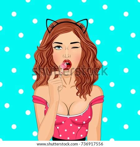 Sexy Girl Eating Lollipop Vector Illustration Image vectorielle de stock de 736917556 - Shutterstock