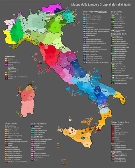 Map of Languages and Dialect Groups of Italy. - Maps on the Web