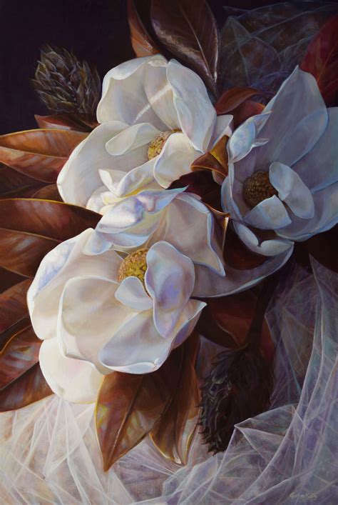 Gatya Kelly 2018 The Magnolia Bride 91x61cm oil on linen original still life oil painting ...