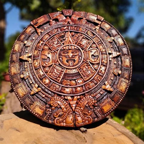 🌟 Prehispanic Aztec Art – Aztec Calendar – Handcrafted Mexican Painting – Wood Carving 🌟 ASK FOR ...