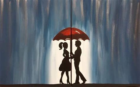 Rain Canvas Painting | Night painting, Couples canvas painting, Canvas painting