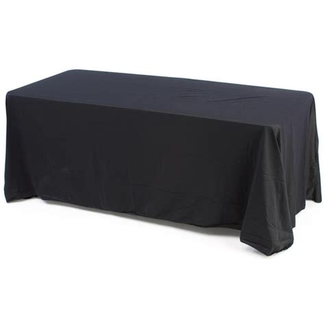 6ft Folding Table with Black Polyester Tablecloth to Cover All 4 Sides ...