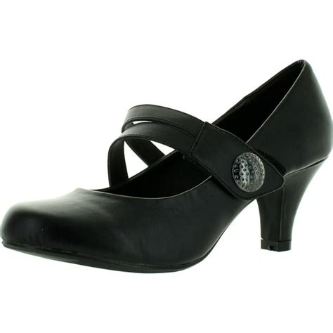 Styluxe - STYLUXE ULTRA-LOW-28 Womens Middle Heel Slip On Mary Jane Pumps Shoes, Black Pu, 7 ...