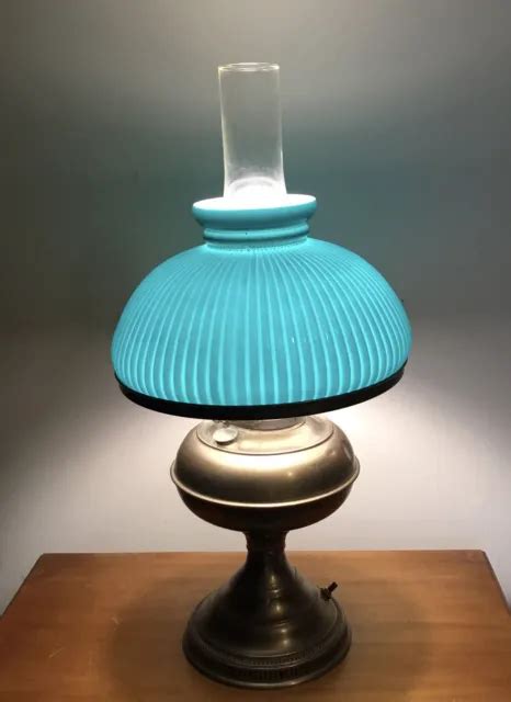 ANTIQUE 1900S ORIGINAL Rayo Brass Oil Lamp Electrified Emerald Green Glass Shade $250.00 - PicClick