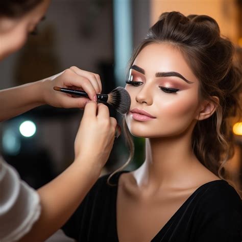 Premium Photo | Photo of female makeup artist doing a makeup for young ...