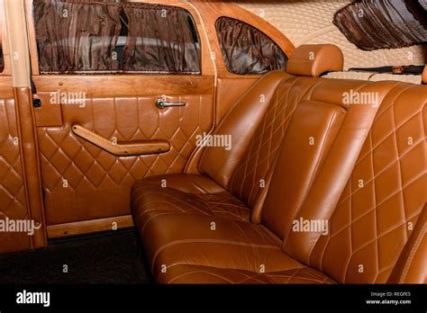 interior of the car is a brown color and leather 2019 Stock Photo - Alamy