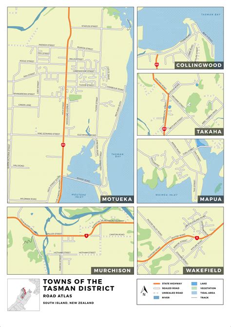 Towns of Tasman Map | The Map Kiwi