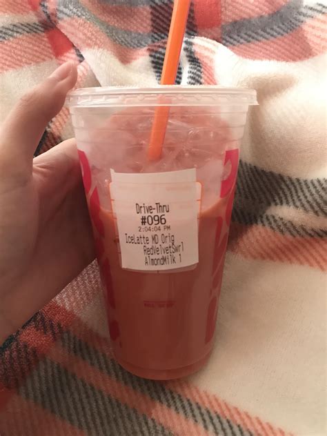 Tried a red velvet iced latte with almond milk. It’s really good and ...