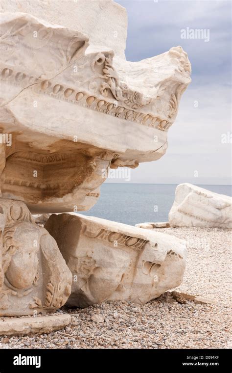 The ruins of Apollo temple in Side, Turkey. Detail Stock Photo - Alamy