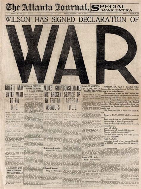 WWI: Declaration of war signed by President Wilson (1917) - Click Americana