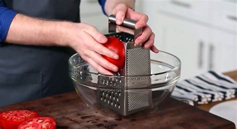 This Guy Rubs A Raw Tomato On Cheese Grater. Brilliant Kitchen Hack! # ...