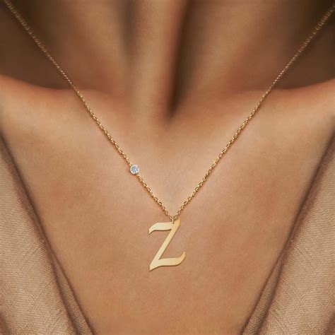 14k Solid Gold Necklace / Gold Initial Necklace / Adjustable - Etsy