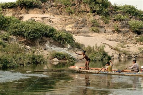 Fishing on the Mekong River - Stock Image - C027/3416 - Science Photo Library