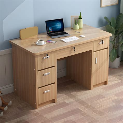 29" H Rectangular Writing Desk with Locking Drawers Office Desk - Light Brown 47.2"L x 23.6"W x ...
