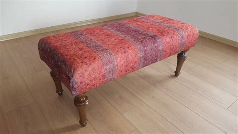 Upholstered Pouf Chair Wooden Leg Bench Boho Ottoman Table - Etsy