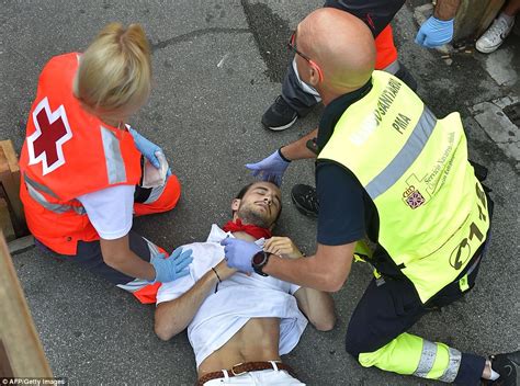 Four injured at the Running of the Bulls in Pamplona | Daily Mail Online