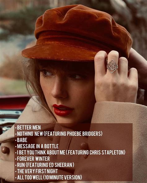 Red (Taylor's Version) (from vault) tracklist | Better men, Red taylor, Chris stapleton