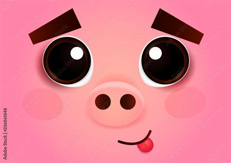 Face of a cute pig with big eyes without a background. Symbol of the ...