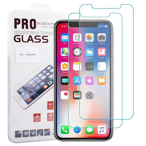 2Pcs iPhone X Screen Protector, iPhone X Tempered Glass Screen Protectors, 2.5D Curved 9H ...